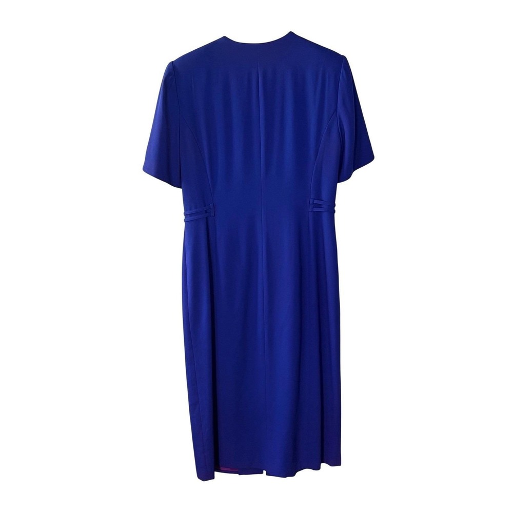 Kasper for ASL Royal Blue Button Front Sheath Dress Vintage Gold Buttons Size 12 - Picture 15 of 15
